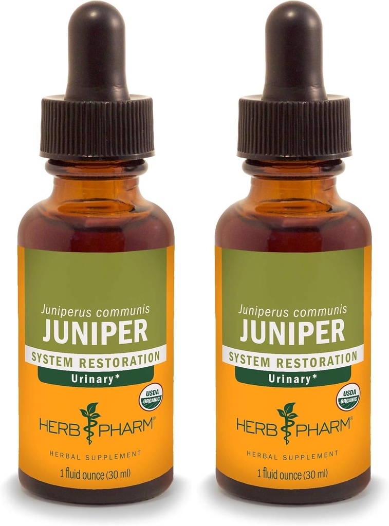 Herb Pharm Certified Organic Liquid extract for urinar System Support Juniper 1 Fl Oz (Pachet de 2)