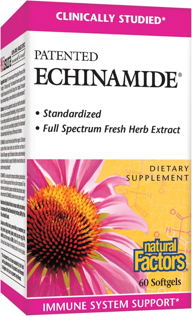 Factori naturali, Echinamidă, Echinacea Supliment pentru Suport Imun și Wellness, 60 Softgels