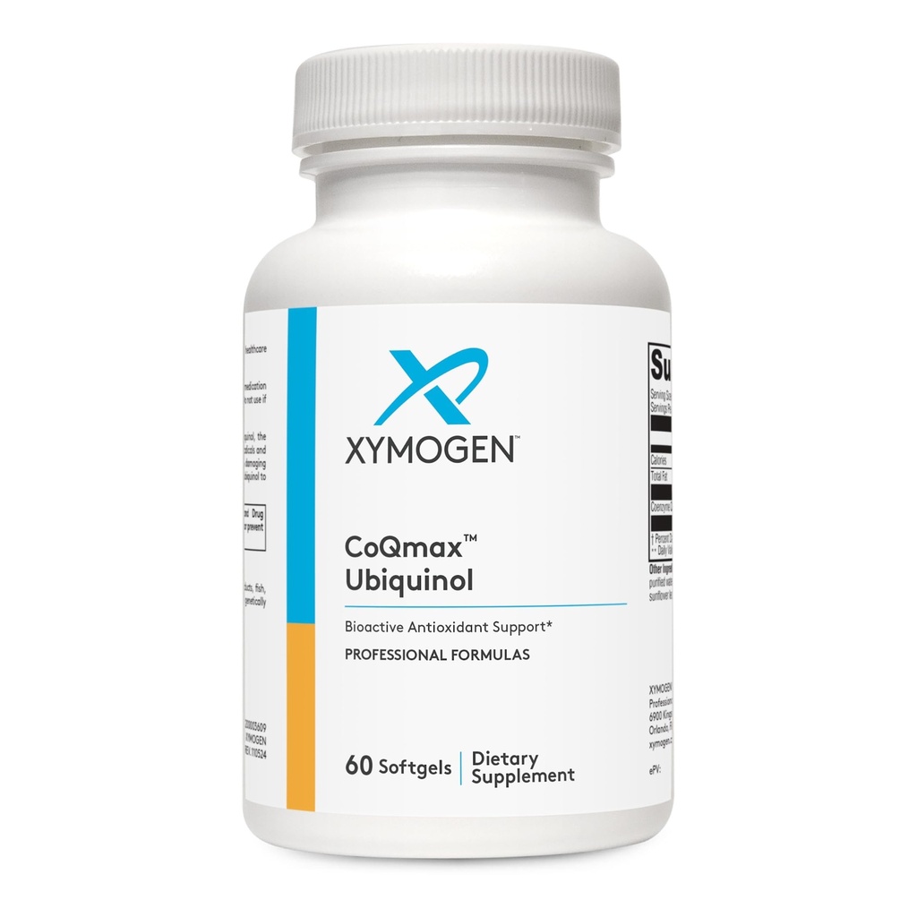 XYMOGEN CoQmax 200mg CoQ10 ubichinol - Form patentat, stabilizat - Coenzima Q10 pentru antioxidant, Cognitiv + suport pentru sanatatea inimii (60 Softgels)