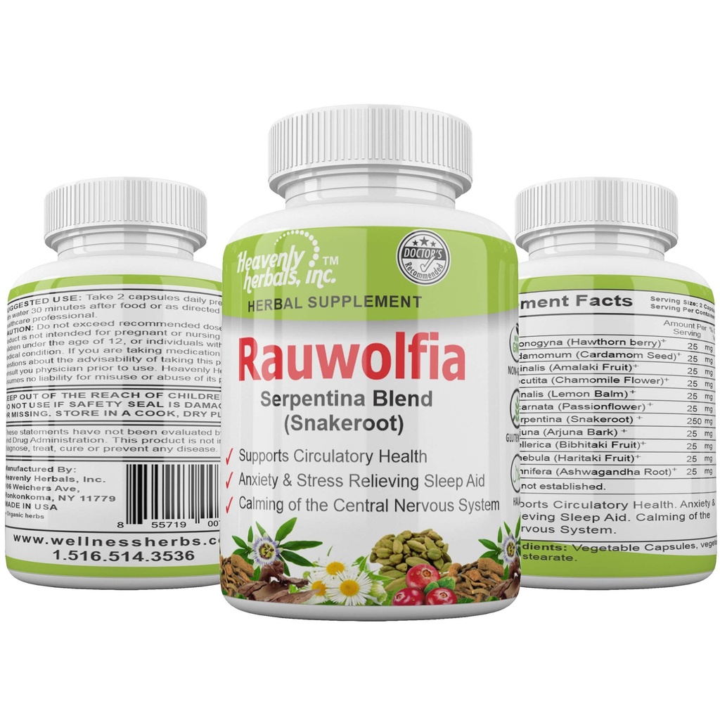 Rauwolfia Serpentina Blend (Snakeroot), 1000 mg per Serving - Supliment vegetal organic - Ayurvedic Herb & Natural Remedy -Suports Circulation Health, Vascular Health Aid