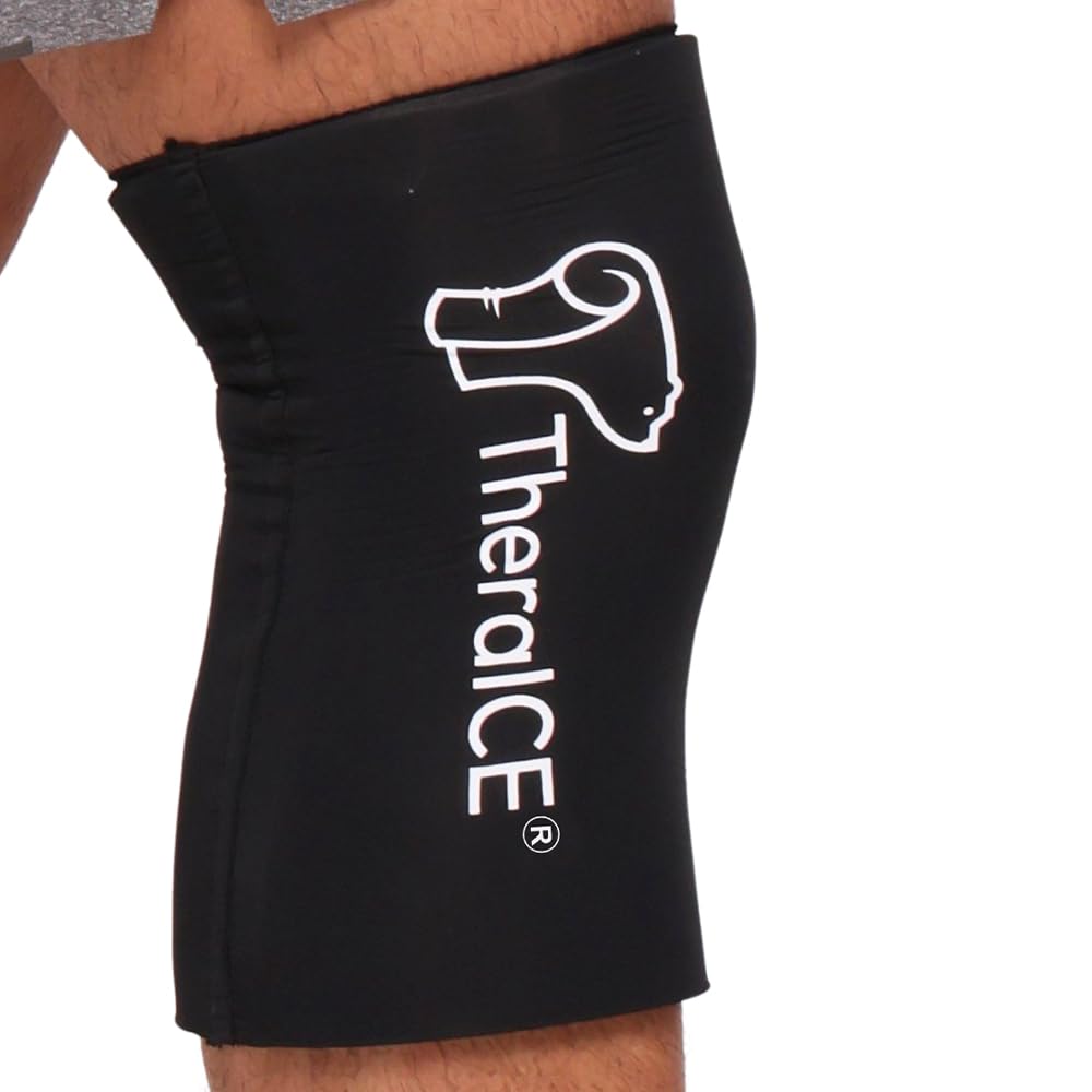 TheraICE Knee Ice Pack Wrap Compression Sleeve for Injuries, Reutilizabil Gel Cold Packs Brace De asemenea, pentru Elbow, Ankle & Calf - Flexible Cold Wrap Rece Recovery for Meniscus, ACL, MCL Pain Relief