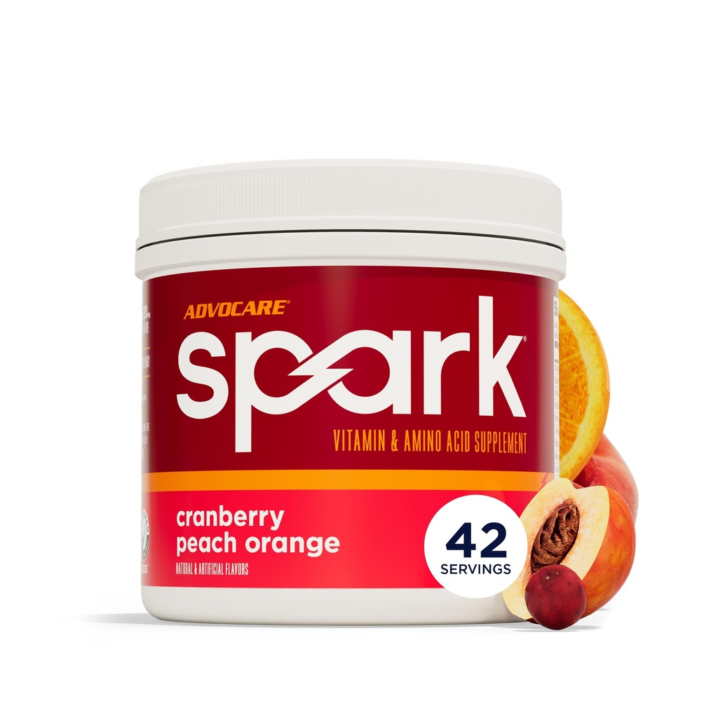 AdvoCare Spark Vitamina & Amino Acid Supliment - Focus & Energy Drink Powder Mix cu vitamina A, B-6, C & E - Include, de asemenea, L-Carnitina & L-Tyrosine - Cranberry Peach Orange - 10.5 oz