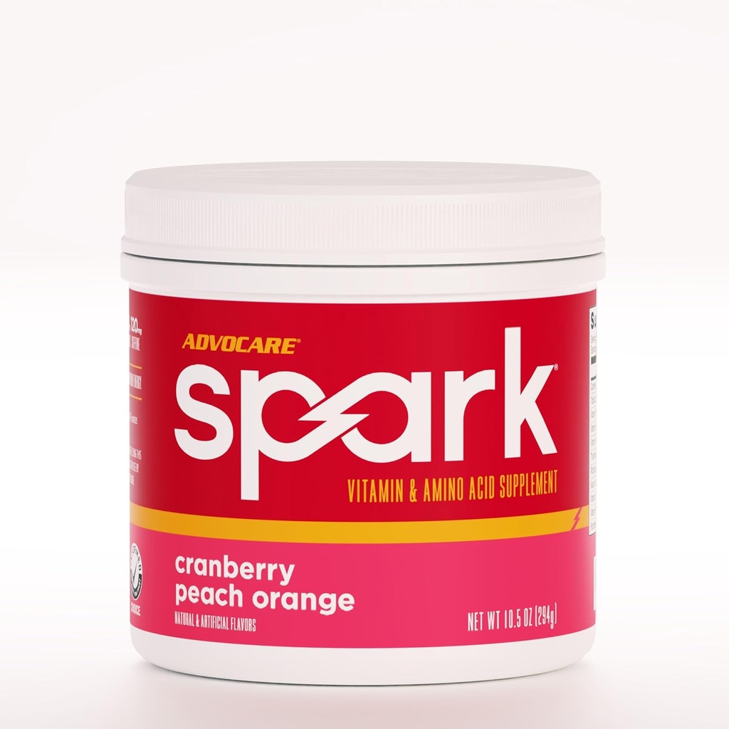 AdvoCare Spark Vitamina & Amino Acid Supliment - Focus & Energy Drink Powder Mix cu vitamina A, B-6, C & E - Include, de asemenea, L-Carnitina & L-Tyrosine - Cranberry Peach Orange - 10.5 oz