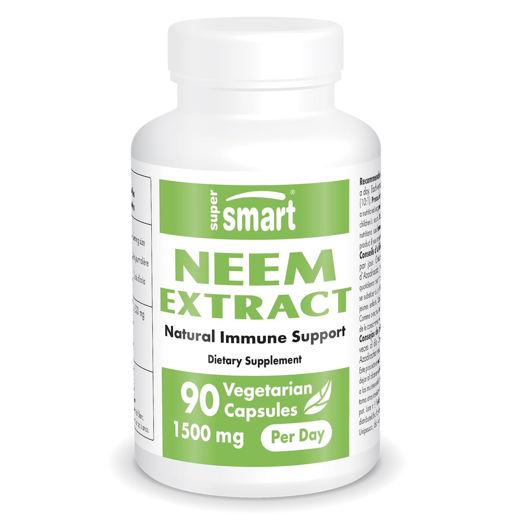 Supersmart - Neem Extract 1500mg pe zi - Azadirachta Indica Ulei de frunze Extract - Neem Supliment 