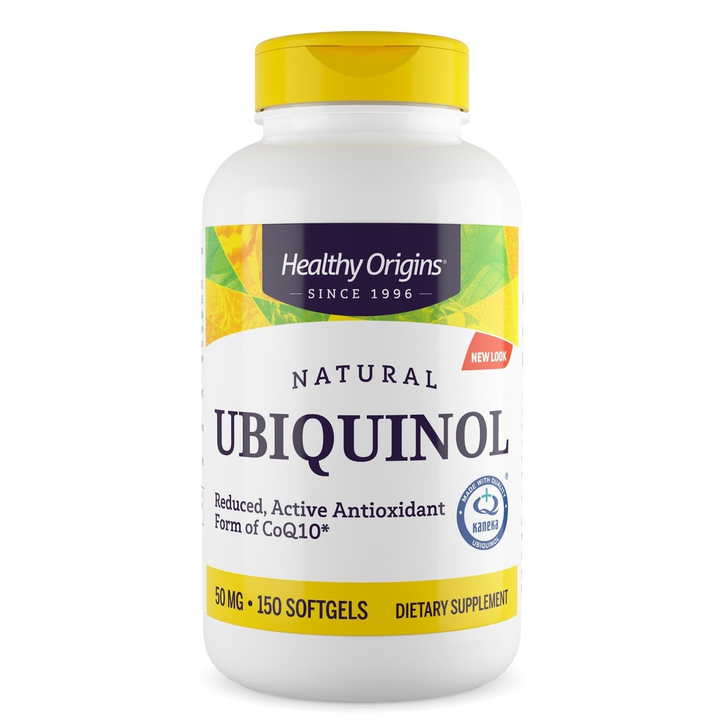 Origine sănătoasă Ubichinol (Formulă activă de CoQ10), 50 mg - Suplimente Ubichinol pentru sănătate cardiacă și suport antioxidant - Supliment gluten-free și non-GMO - 150 Softgels