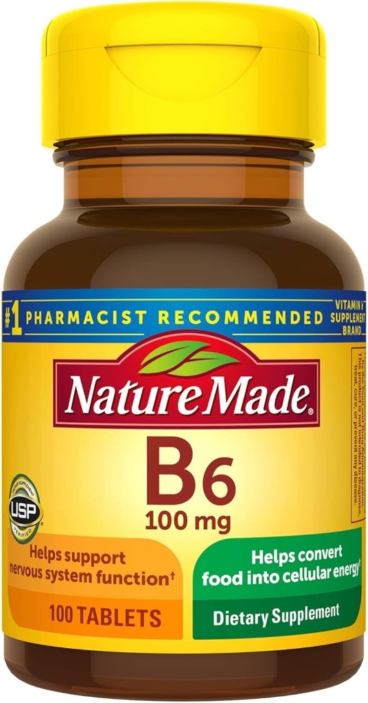 Natural Made Vitamina B-6 100 mg comprimate 100 ea (Pachet de 4)