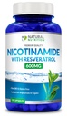 Vitamină naturală generică Nicotinamidă cu Resveratrol 600 mg (Vitamina B-3) 120 Capsule vegetale Gluten gratuit & non-GMO