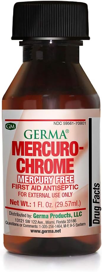 Germa Mercuro-crom Mercur gratuit de prim ajutor Antiseptic lichid 1 oz