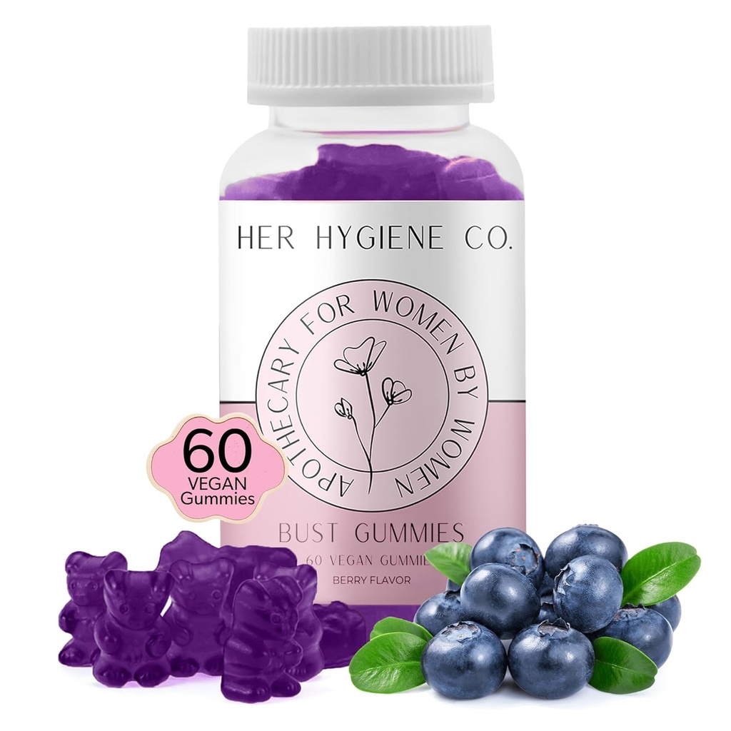 Igiena ei Co. Gummies suport piept pentru femei, Wellness & Confidence, Natural Herbal Blend, Multivitamine pentru curbe, Fitness Workout Supliment, Vegan & Non-GMO, Berry Flavor, 60 Conte