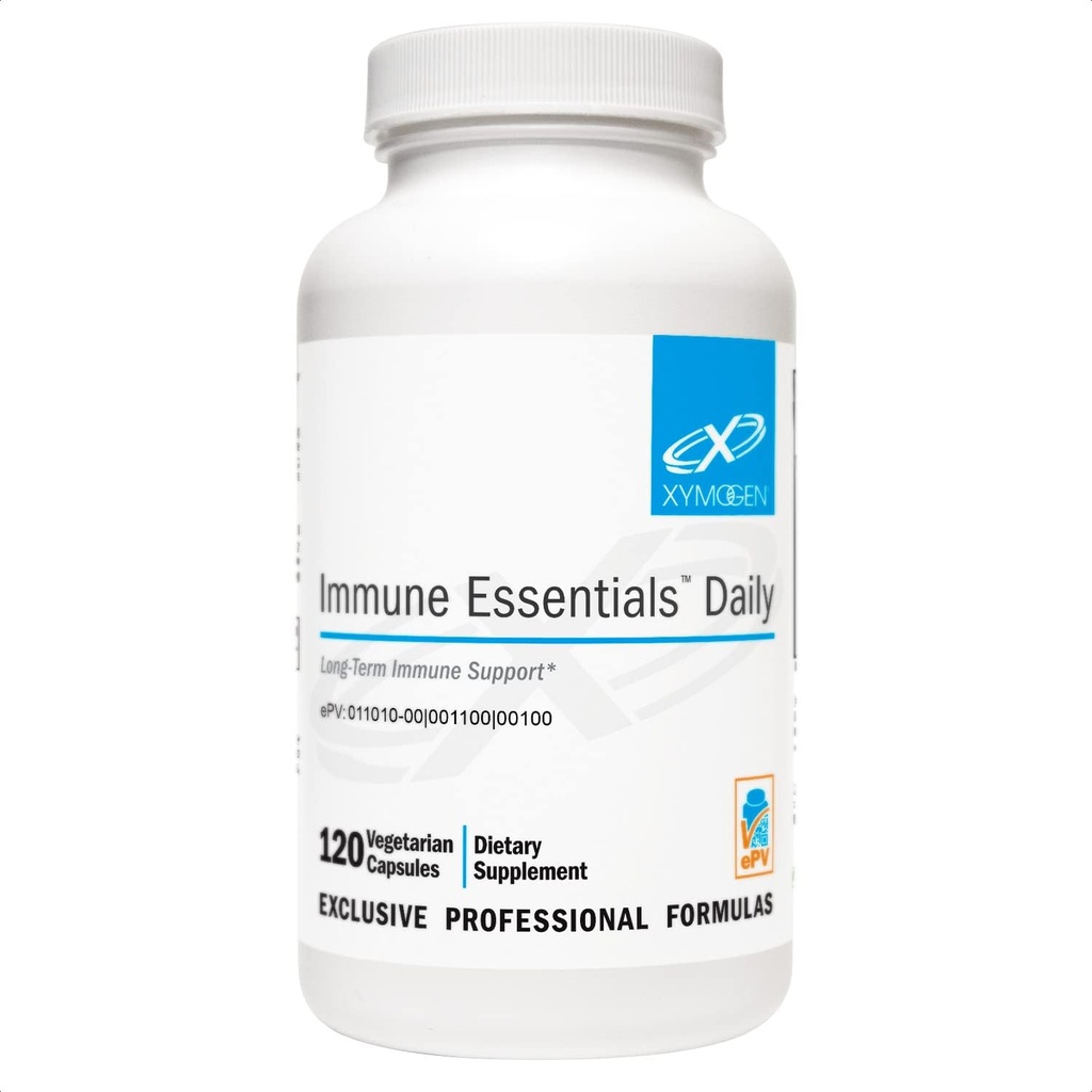 XYMOGEN Immune Essentials Daily - Long-Term Immune Supplement with Vitamina C Acid ascorbic, Vitamina A & D3, N Acetil L Cysteine, zinc Chelate, Querbetin (120 capsule)