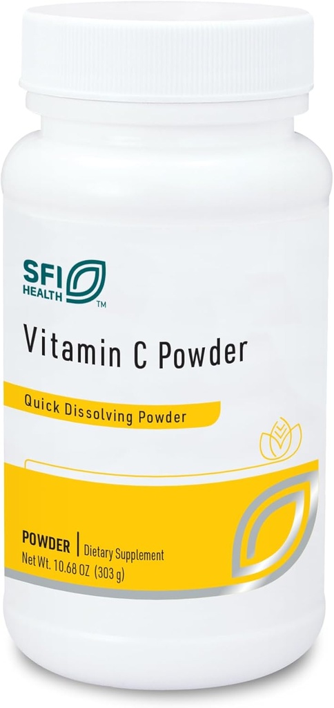 Klaire Labs Vitamina C pulbere - pur 1000 Milligrams L-Acid ascorbic, susține sistemul imunitar și producția de colagen (250 Servings, 250 Grams)