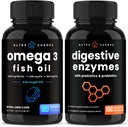 NutraChamps Omega 3 Ulei de pește și enzime digestive 2 ambalaj Bundle