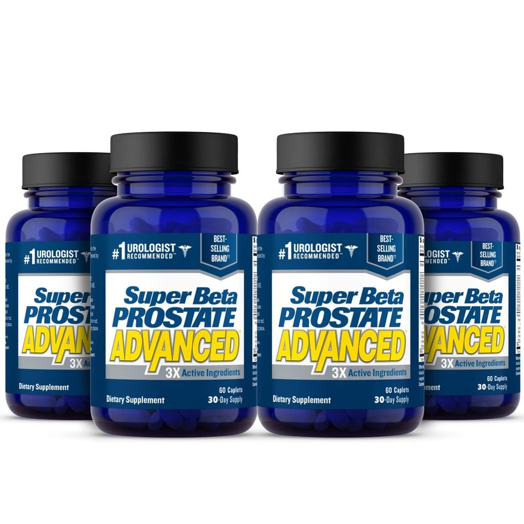 SUPER BETA PROSTATE Advanced  Prostata Supplement Supplement for Men's Health with Beta Sitosterol, not Saw Palmetto. (240 Caplete, 4 Pachete)