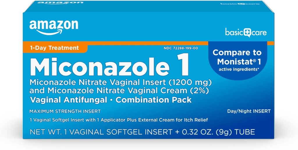 Îngrijire de bază Miconazol Nitrat Vaginal Introduceţi 1200 mg şi Miconazol Nitrat Cream 2 Combinaţie Yeast Vaginal Infecţie, alb, 0.32 Ounce (Pachet de ), 1 Conte