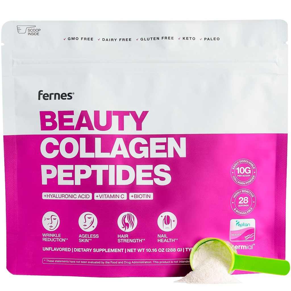 Advanced Colagen Peptides Powder for Women - Acid hialuronic, Biotin & Vitamina C, Proteine hidrolizate Păr, Piele, Nails & Suport comun - Iarbă Fed Tip I & III Keto, Paleo, Kosher 9.88 oz Neflavored