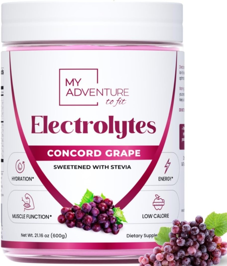 Zero zahăr - Concord de struguri Electroliti pulbere - Reîmprospătare amestec de hidratare - Cafeina Energie Liberă cu toate ingredientele naturale - Vegan, Keto & Paleo - Zahăr Electroliți gratuite băutură Mix - 120 Serviri