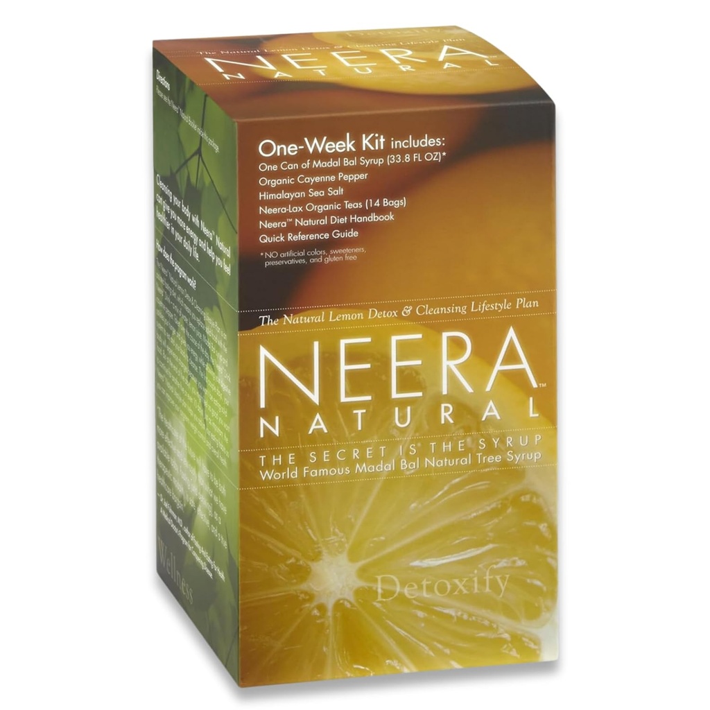 Neera Natural One Week Pack Master Cleanse Diet - Metabolism Booster Lemonade Detox Colon Cleanser & Detox Gut Cleanse, Master Lemon Cayenne Maple Detox, 7 Dayes Cleanse Kit
