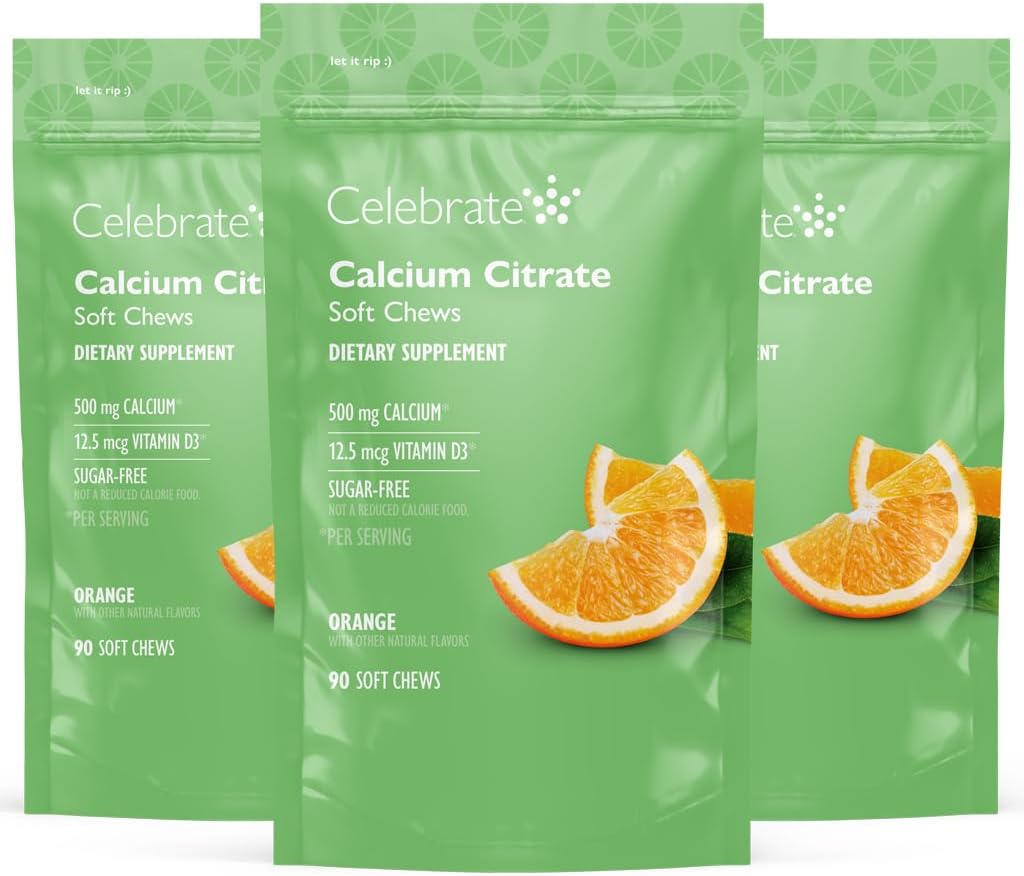 Celebraţi vitaminele Bariatric 500 mg Citrat de calciu Soft Chews cu 500 UI vitamina D3 