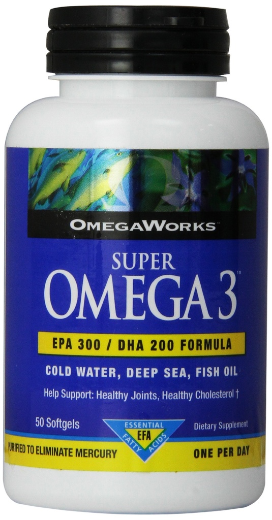 Omegaworks Super Omega 3 Softgels, 50-Numar sticle (Pachet de 2)