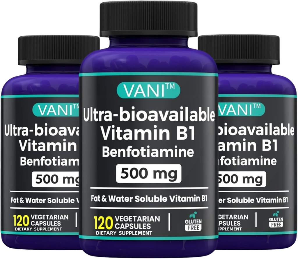 2 din 1 Formula îmbunătățită: Vitamina B1 cu benfotiamină 500 mg, supliment solubil în grăsimi de vitamina B-1, 500 mg - 120 capsule (3)