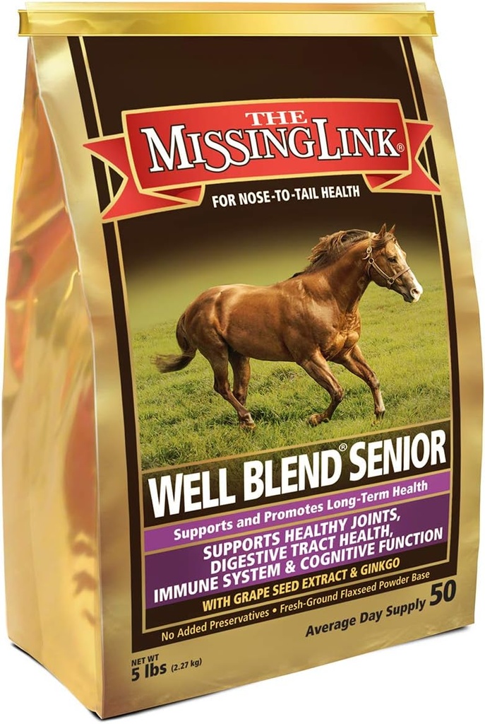 Link-ul lipsă Equine Well Blend Senior Superfood supliment pulbere, 5 lb. sac / 50 zile de aprovizionare