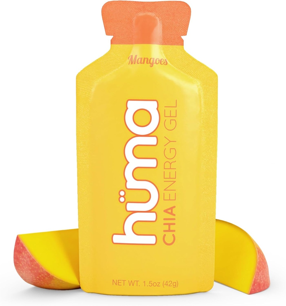 Huma Chia Energy Gel, Mangoes, 12 Gels - Premier Sports Nutrition for Endurance Exercice