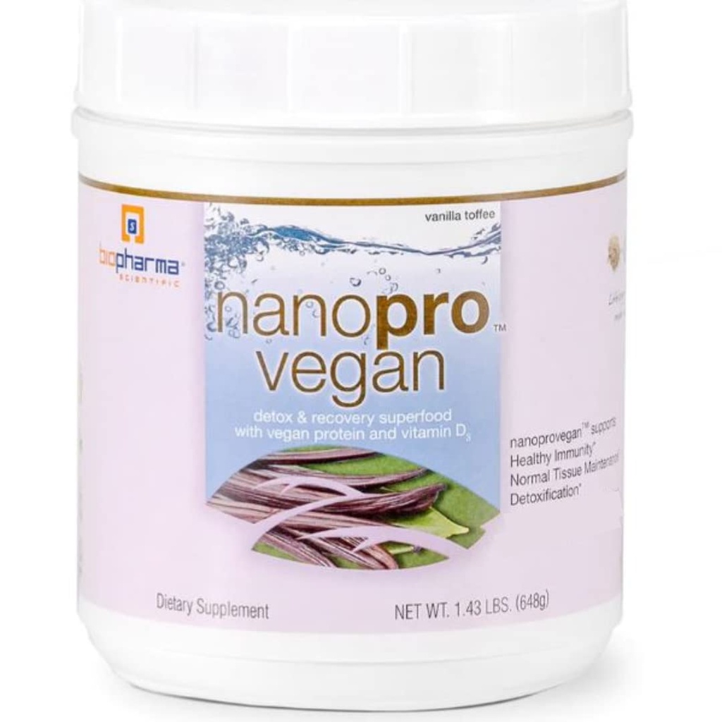 Biopharma Scientific Nanopro Vegan: Pudra de proteine din Vegan pentru suport imunitar și exercițiu de recuperare cu Pea Proteine Blend, Ashwagandha și Vegan D3, Vanilla Toffee Aroma, 30 Serviri