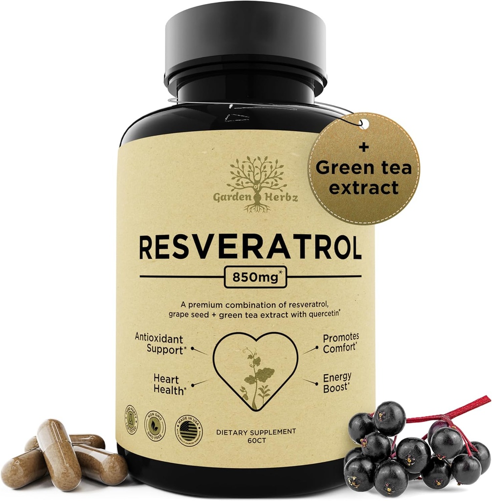 Suplimentul Resveratrol cu Querbetin & Seacă de struguri 