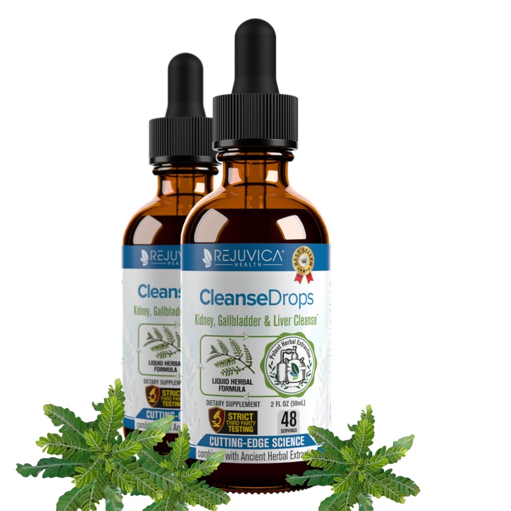Rejuvica Health Cleanse Drops - Advanced Rinichi & Gallbladder Curățați Suplimentul de sprijin - Livrare lichid pentru o mai bună absorbție - Chanca Piedra utilizate în pădurile tropicale amazoniene