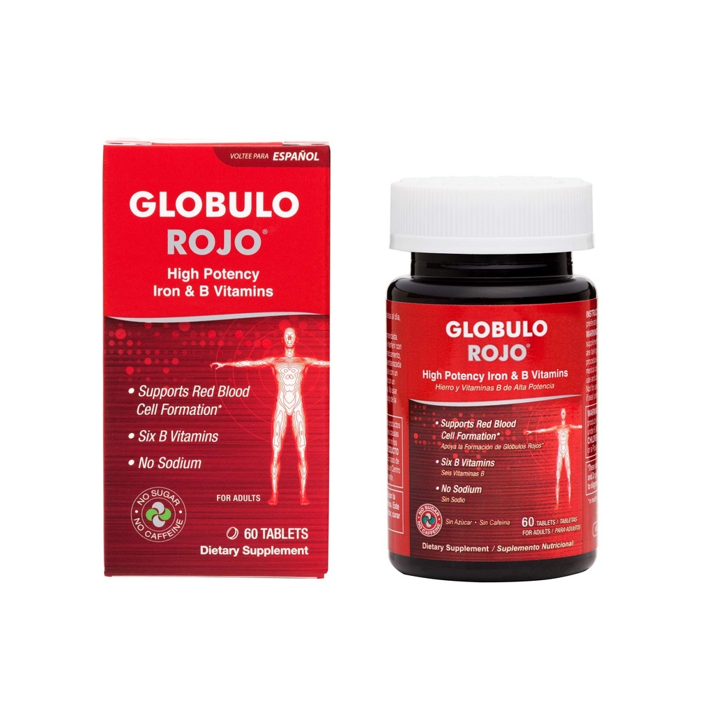 Globulo Rojo Supliment de fier - suplimente alimentare pastile cu vitamine de fier & B de mare potenta, 60 comprimate