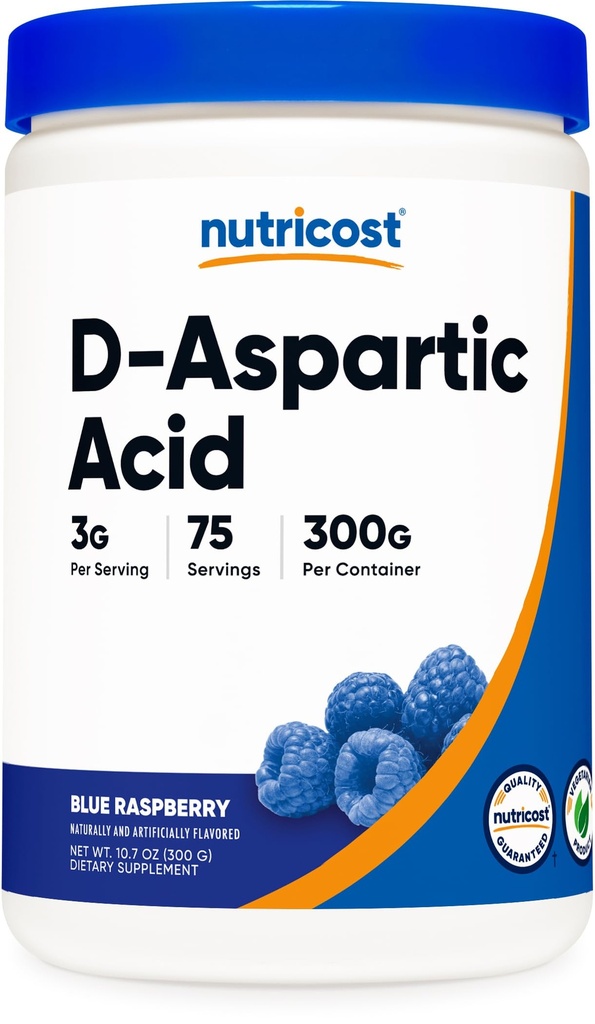 Nutricost D-Aspartic Acid (DAA) Pulbere 300G (Zmeură albastră) - Aroma D-Aspartic Acid pulbere Supliment