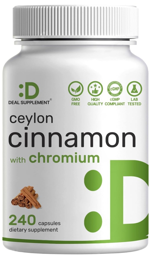 Ceylon Scorțișoară cu crom 1000mcg, 240 capsule 