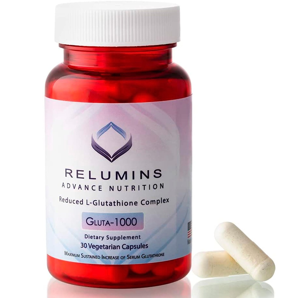 Relumins Advance Nutrition Gluta 1000 - Reducere L-glutation, Alpha Acid lipoic & Rose HIPS, Suport antioxidant pentru Skin & Global Wellness, Made in USA - 30 capsule (15-Day Support)