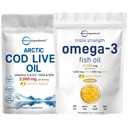 Puterea Triplă Omega 3 Suplimente de ulei de pește 4200 mg Per Servire și Cod Ulei de ficat 2.000 mg Per Servire, 360 Softgels 