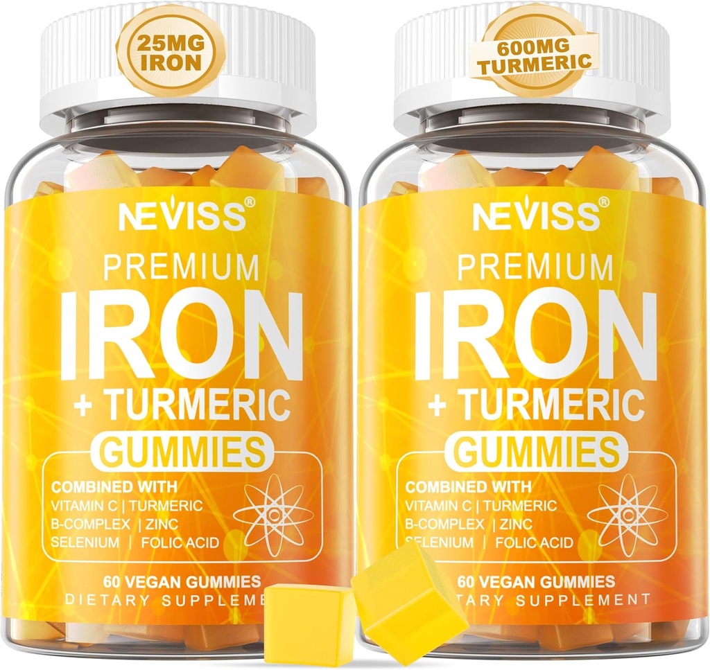 NEVASS Vegan Gummies de fier, 120Cts