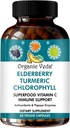 Ecologic Veda Elderberry Curberic Clorofill Supplement Immune Supplement - Superfoods Antioxidanti, Green Vitamina C, Extract de semințe de struguri, Acerola, Moringa & Papaya Enzymes - 60 Vegan capsule