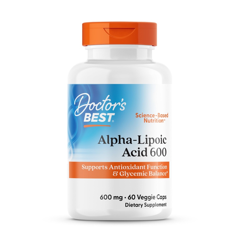 Cel mai bun acid alpha-Lipoic 600 al doctorului, susține funcția antioxidantă și echilibrele glicemice, non-GMO, gluten gratuit, Vegan, Soy Free, 600 mg, 60 Capace vegetale
