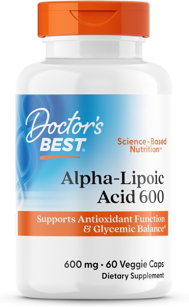 Cel mai bun acid alpha-Lipoic 600 al doctorului, susține funcția antioxidantă și echilibrele glicemice, non-GMO, gluten gratuit, Vegan, Soy Free, 600 mg, 60 Capace vegetale