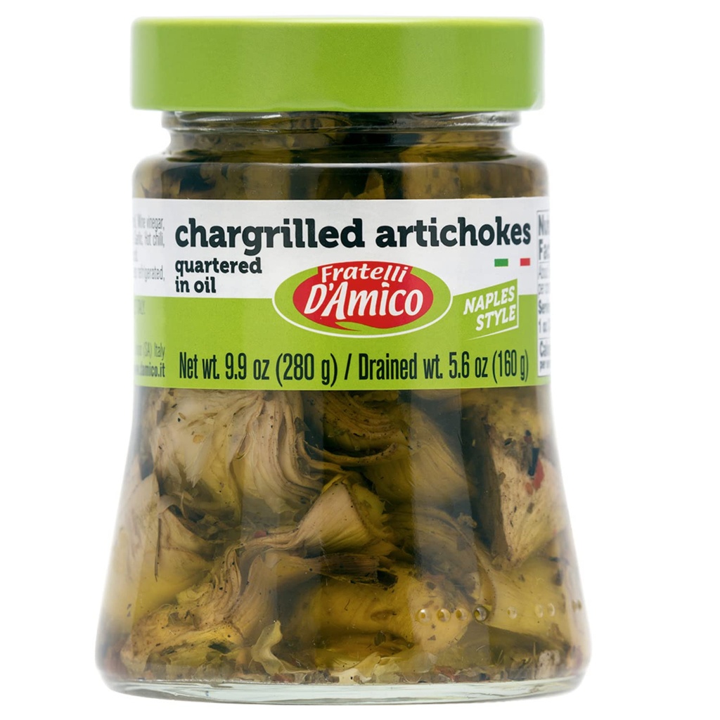 FRATELLI D'AMICO - Article Chargranked, Quartered in Oil, Lady, Napoli Style, 9,9oz (280g) NON-GMO