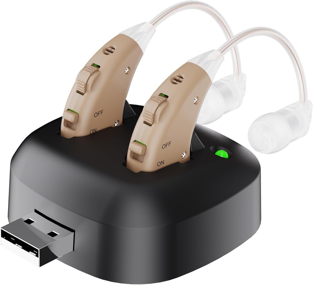 Amplificator de auz digital - Reîncărcabil în spatele urechii Sunetul amplificator amplificator de sunet, BTE Digital Auz amplificator cu USB Charging Dock de MEDca
