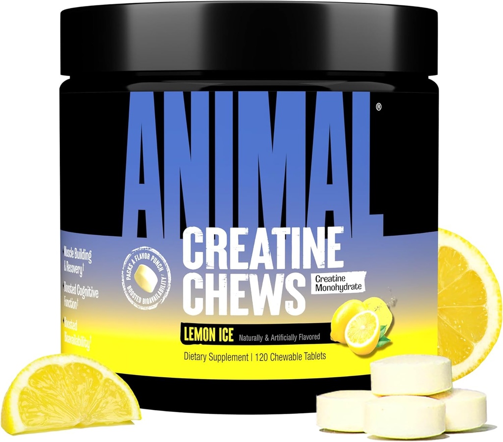 Pastile pentru cretine animale - Cretină îmbunătățită Monohidrat cu AstraGin pentru a îmbunătăți absorbția, sare de mare pentru pompe adăugate, tablete delicioase și convenabile - gheață de lămâie