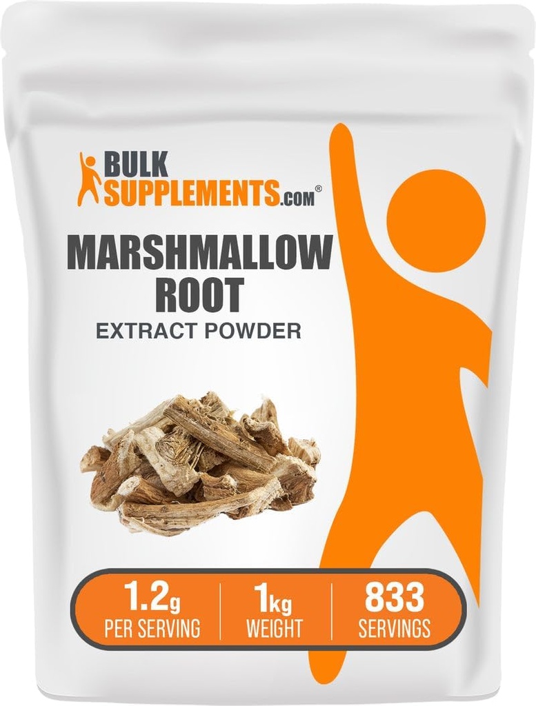 BulkSupplements.com Marshmallow Root extract pulbere - Marshmallow Root Supplement, Herbal Supplement - Gluten Free, 1.2g per Serving, 1kg (2,2 lbs) (Pachet de 1)