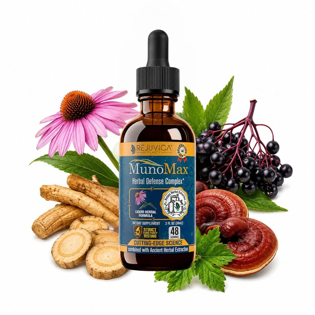 MunoMax - Advanced Immune Supplement - Livrare lichida pentru o mai buna absorbtie - Echinacea, Astragalus, Reishi, Goldenseal, Elderberry & More!