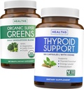 Super Greens & Suport tiroidian (3-Lonth Supply) Vitality Tiroidal Bundle of Organic Super Greens Powder - Complet Superfood (180 capsule) & Suport tiroidian pentru bărbați și femei (Non-GMO)(180 Capsule)