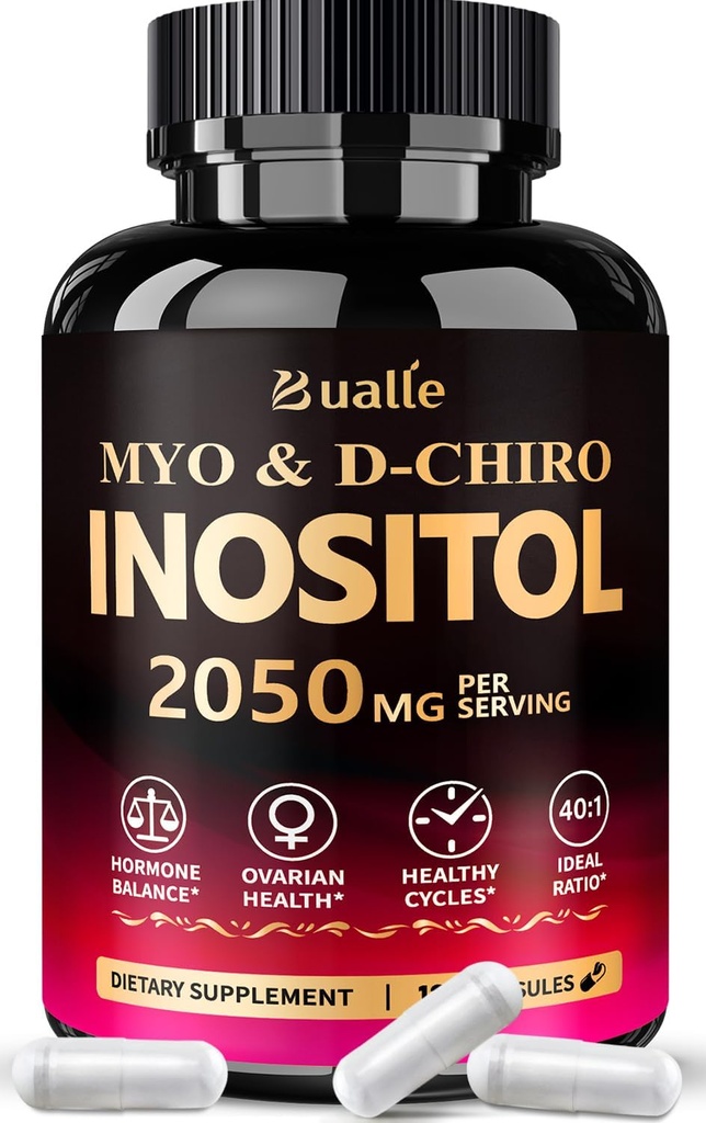 Bualle Myo-Inositol & D-Chiro Inositol Supliment (40:1) Amestec pentru a sprijini echilibrul hormonal pentru femei
