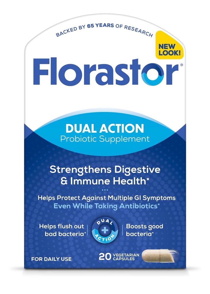 Florastor Probiotice pentru Digestive & Immune Health, 20 Capsule, Probiotice pentru femei si barbati, 1 Probiotic Worldwide, Flush Out Bacteria Bad & Boost The Good with Our Strain Saccharomyces boularddii