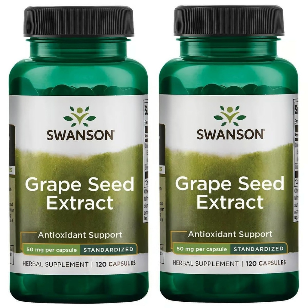 Extract de semințe de struguri Swanson (standardizat) 50 Milligrame 120 capsule (2 ambalaj)