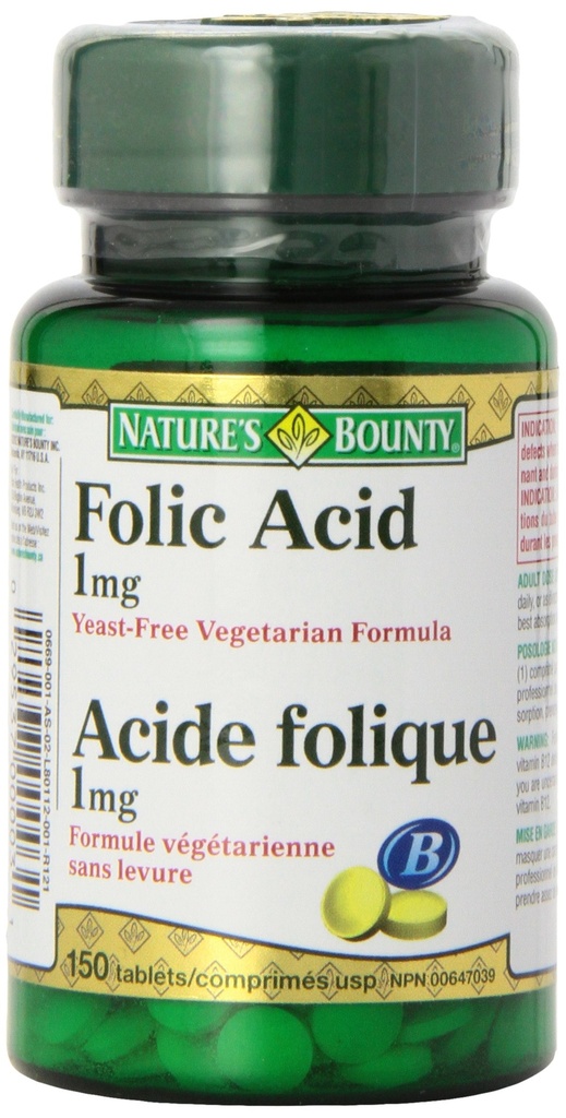 Acid folic bounty 1 mg 150 comprimate (Packing May Vary)