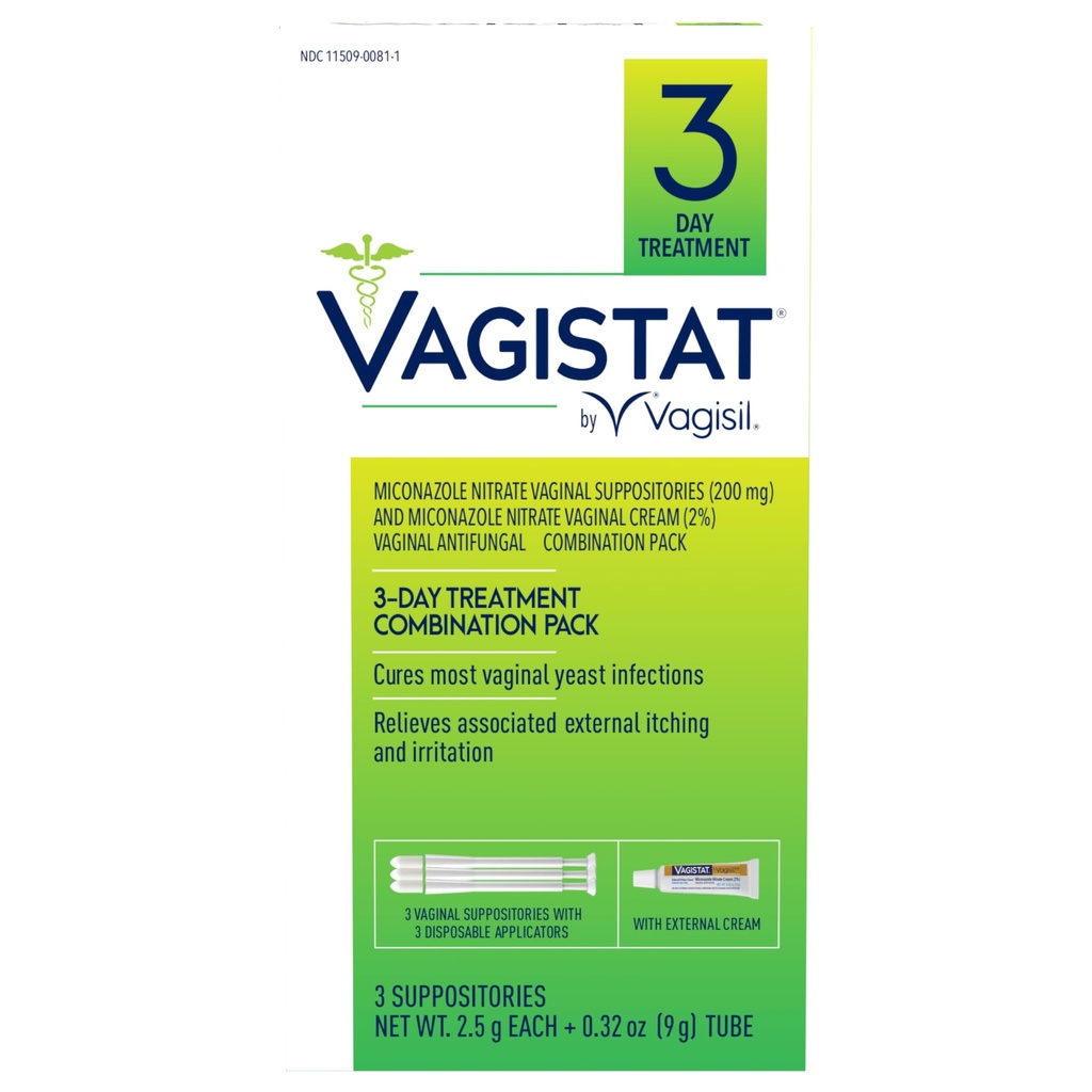 Vagisil Vagistat 3 zile Tratamentul infectiei cu dungi pentru femei, Relieves mancarime externa si iritatie - 2% Crema Externa Miconazol Nitrate, 3 Exclusibila Samplers & Aplicatoare (Pachet de 1)