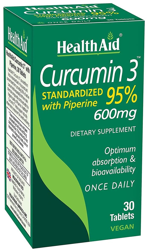 Complex de curcumină 600 mg, 30-conte de extract de turmeric cu bioperină pentru absorbție îmbunătățită, 95% Curcuminoide 